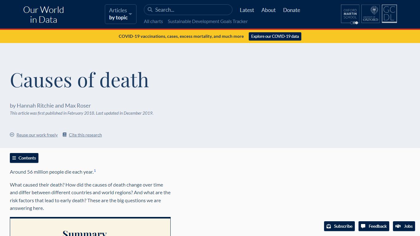 Causes of death - Our World in Data